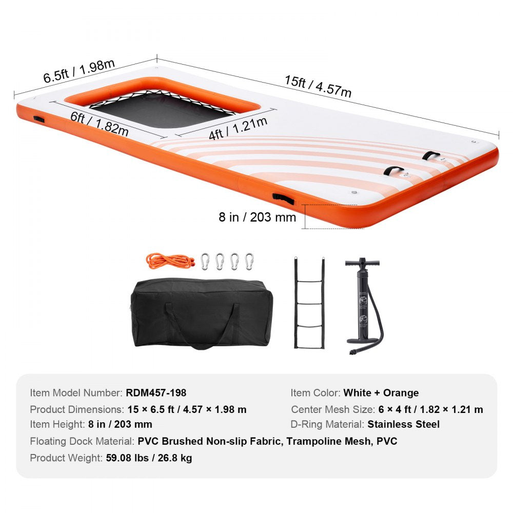 RDM457-198 - 15x6.5FT Inflatable Dock with 4x6FT Trampoline & Carry Bag