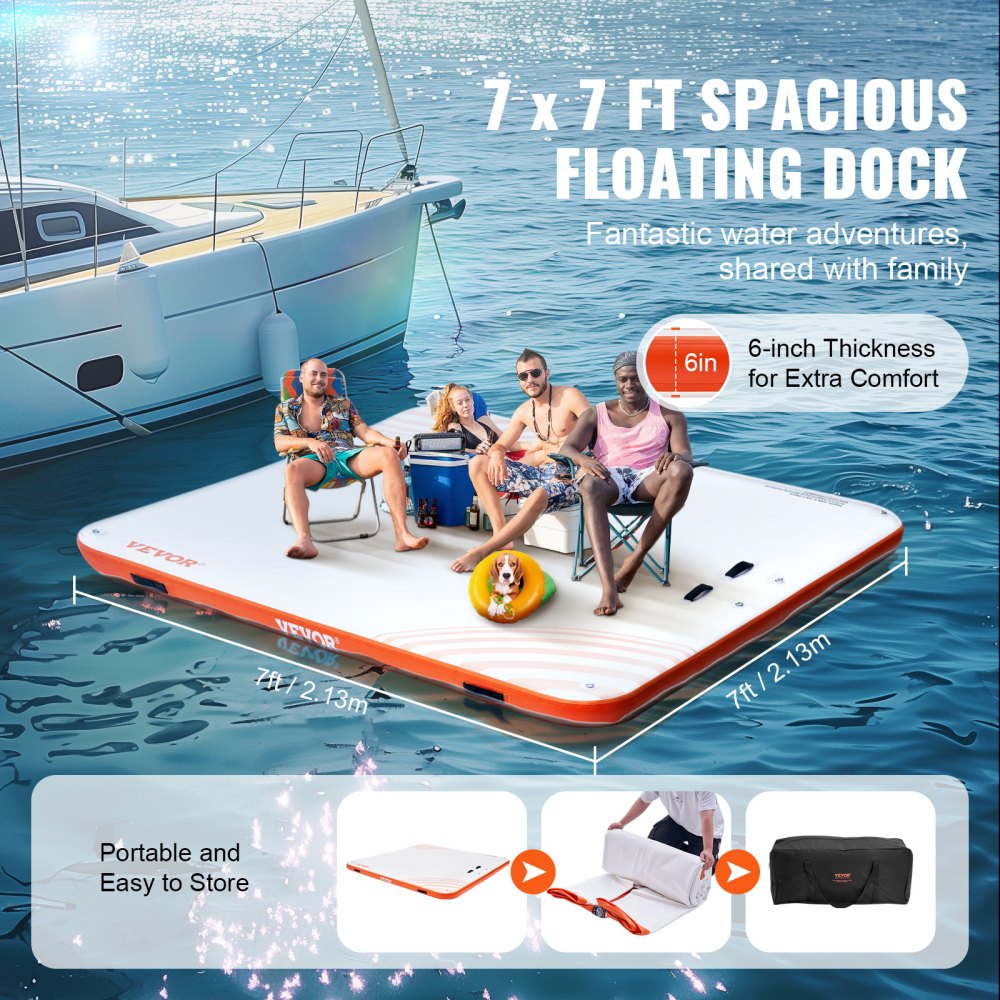 RD213 - 7x7FT VEVOR Inflatable Dock with Ladder & Anchoring System