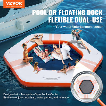 HD260 - 8.5FT Inflatable Dock with Trampoline, Non-Slip Surface & Ladder