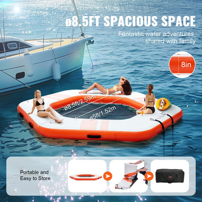 HD260 - 8.5FT Inflatable Dock with Trampoline, Non-Slip Surface & Ladder