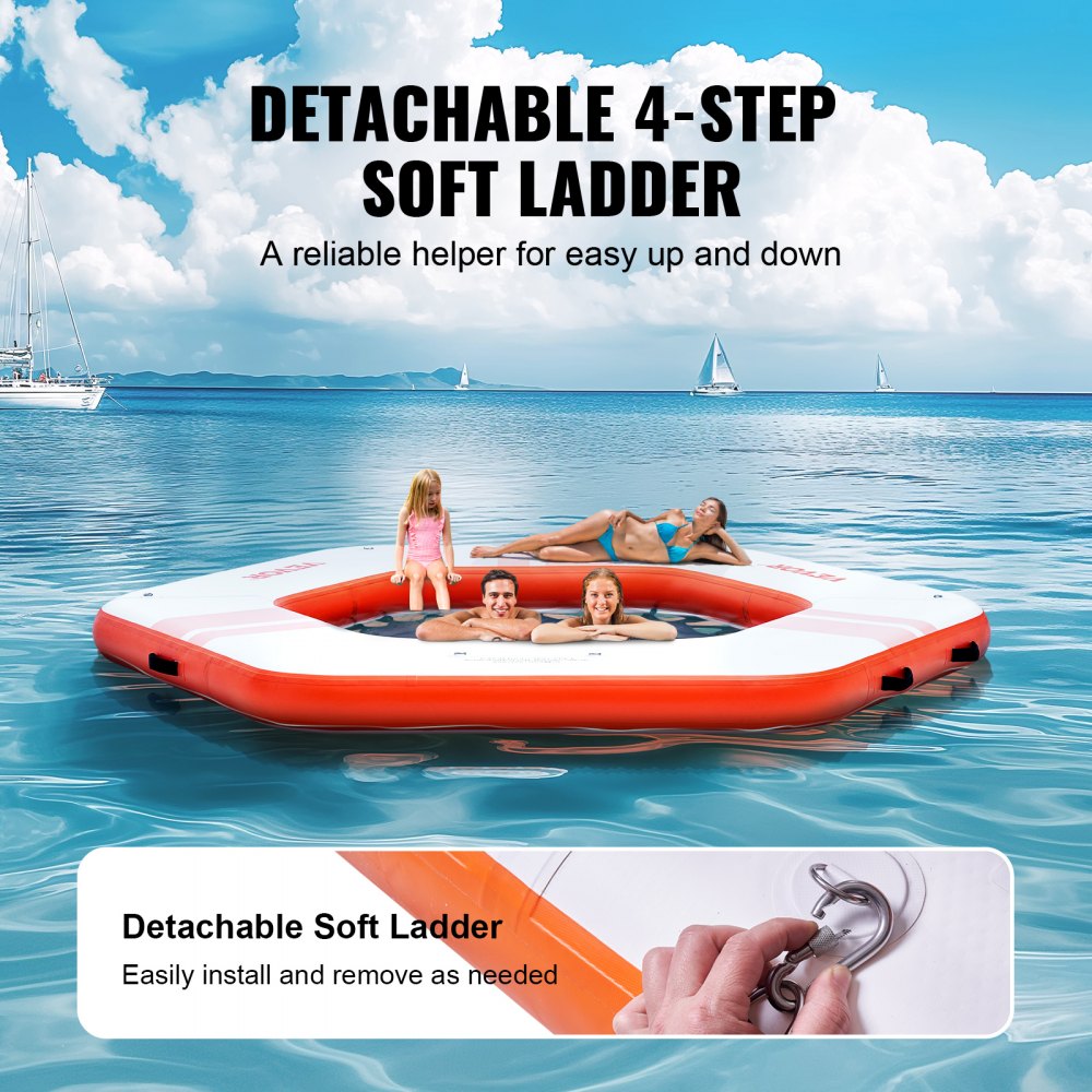 HD260 - 8.5FT Inflatable Dock with Trampoline, Non-Slip Surface & Ladder
