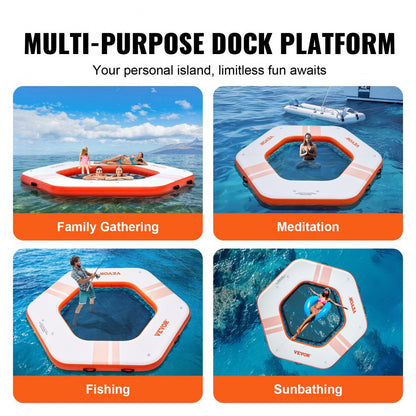 HD260 - 8.5FT Inflatable Dock with Trampoline, Non-Slip Surface & Ladder