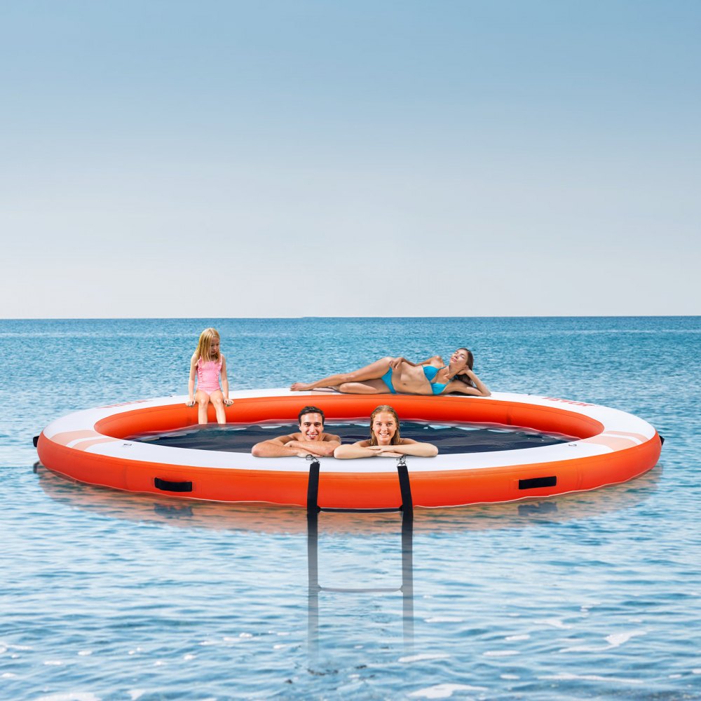 CDM244 - 8FT Inflatable Dock with Trampoline & Ladder for Water Fun