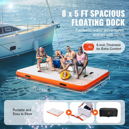 RD244-152 - 8x5FT Inflatable Dock for Pool, Lake & Ocean Fun