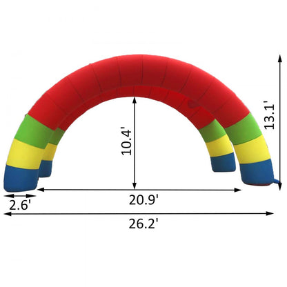010774878152 - 26ft Inflatable Rainbow Twin Arch with Powerful Blower