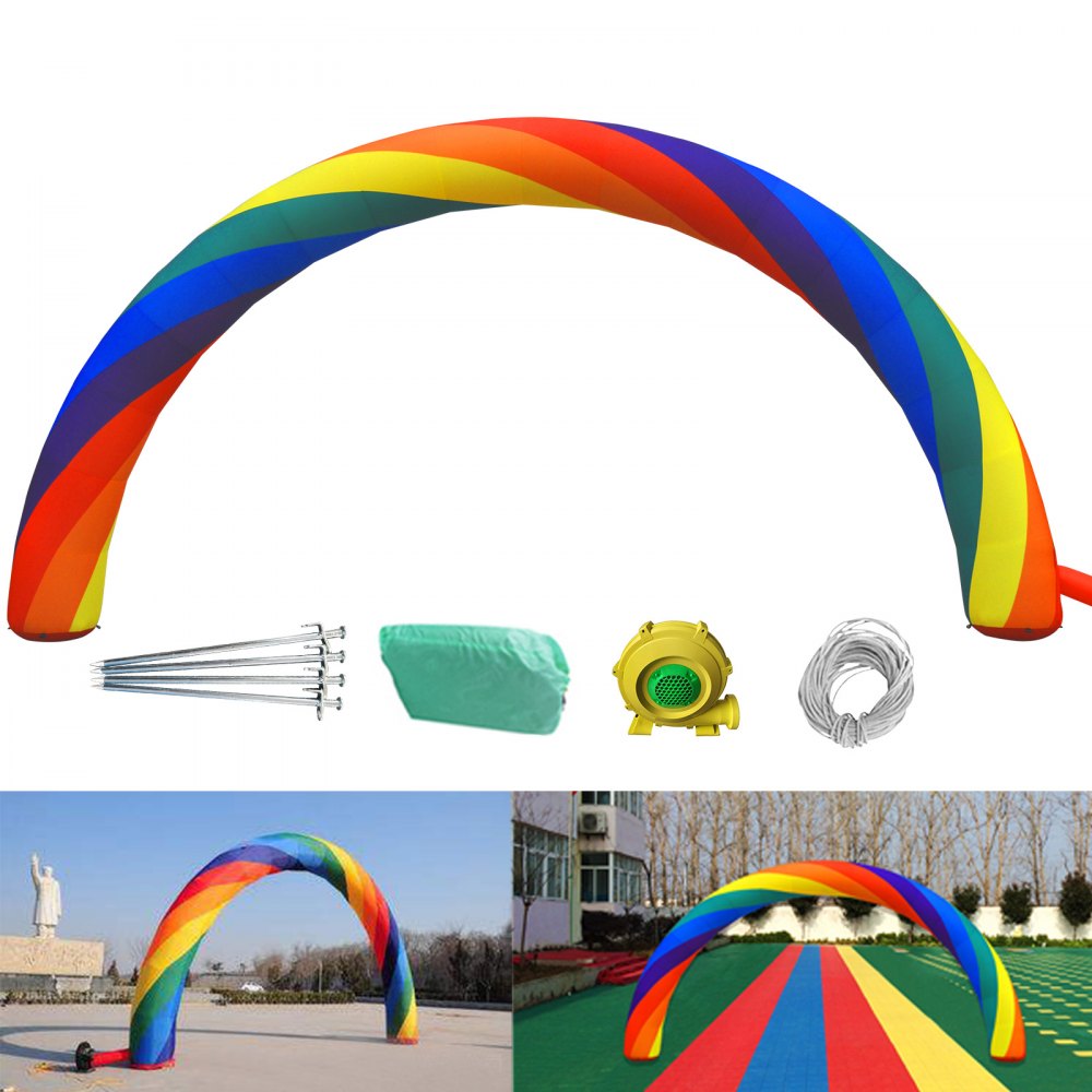 010950641765 - 26ft Rainbow Inflatable Arch with 350W Blower for Outdoor Events