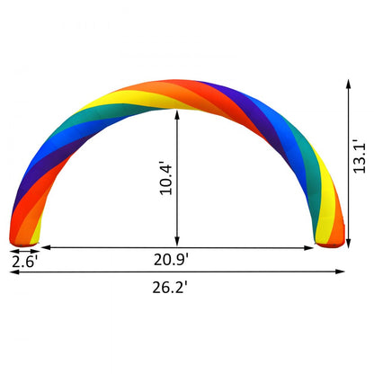 010950641765 - 26ft Rainbow Inflatable Arch with 350W Blower for Outdoor Events