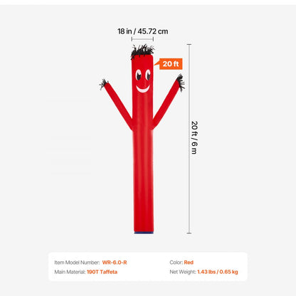 WR-6.0-R - 20FT Bright Red Inflatable Tube Man for Outdoor Promotions
