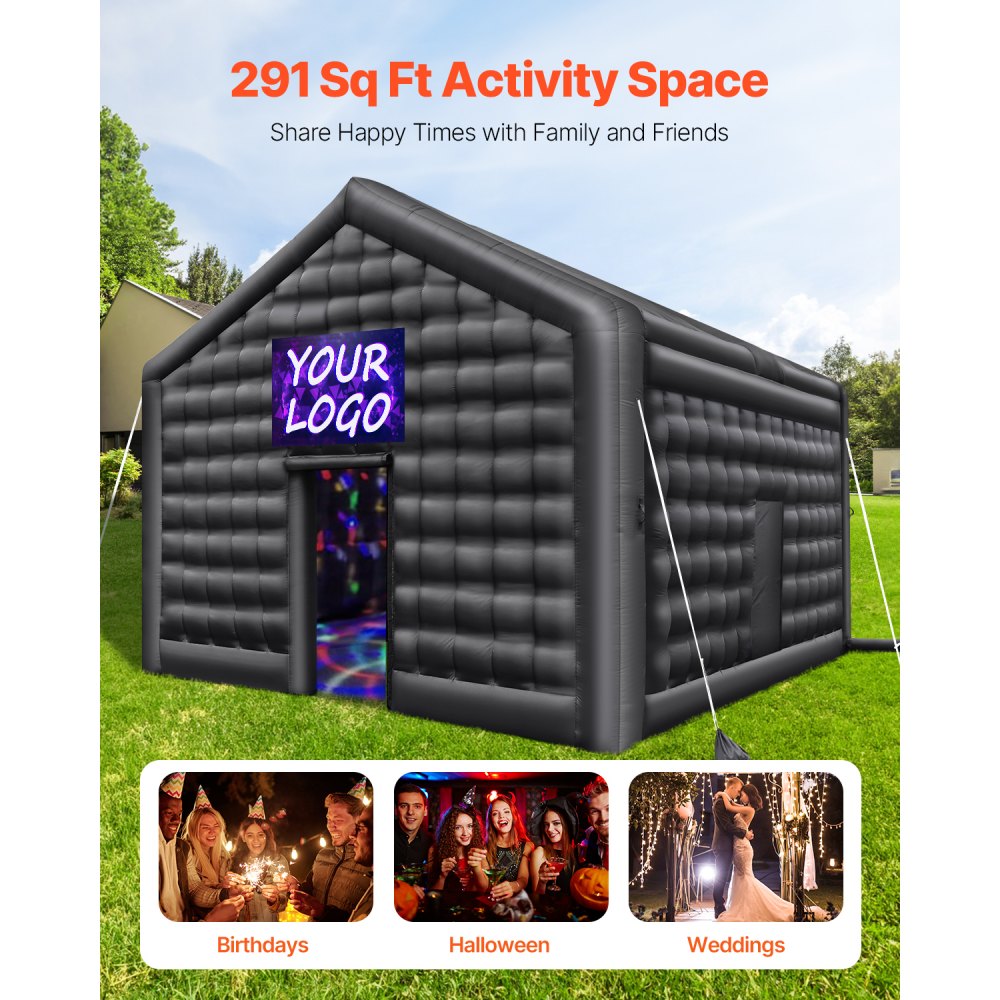 S-CQJLB-5.4x5-B - 291 Sq Ft Inflatable Nightclub Tent with Disco Lights