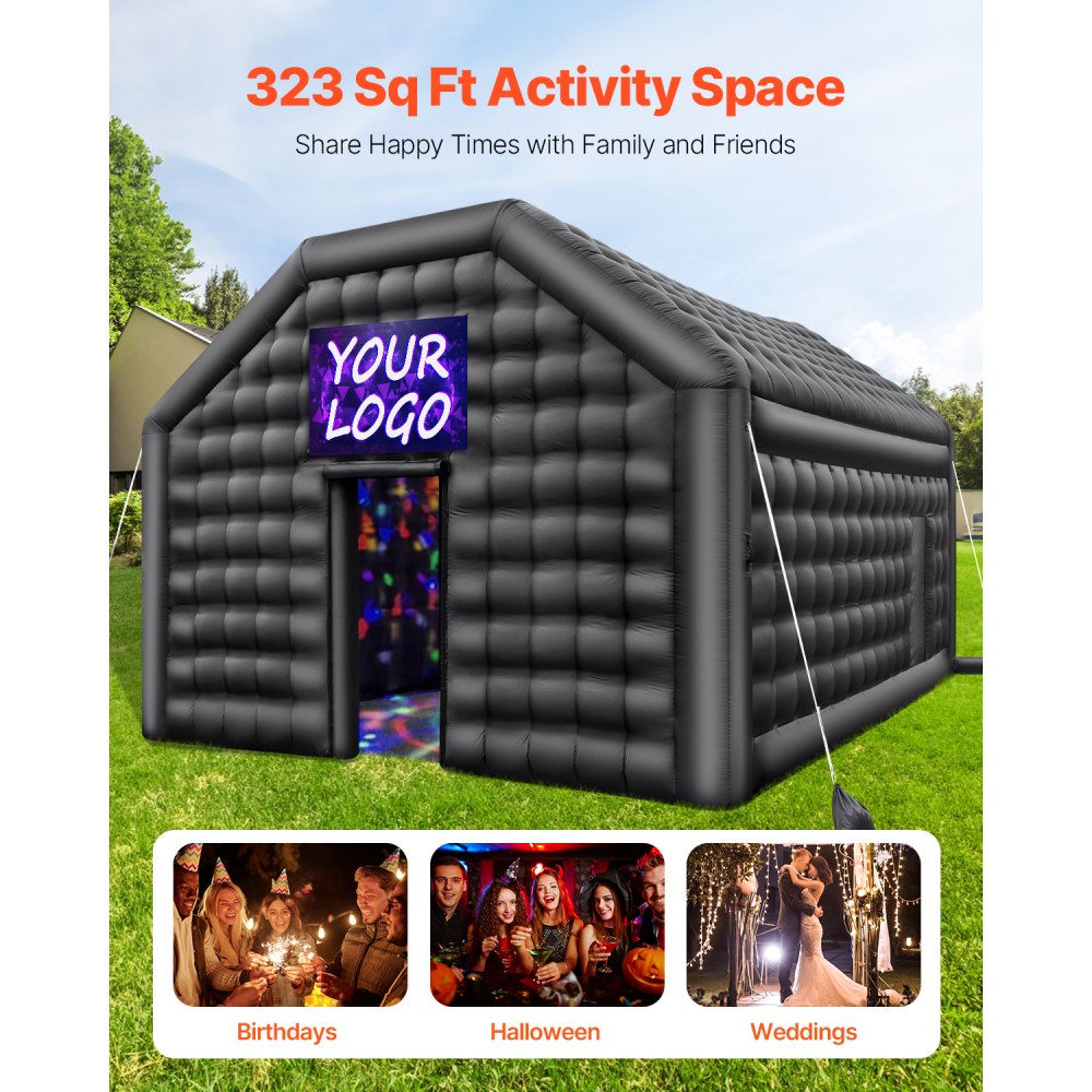 S-CQJLB-6x5-B - 323 sq ft Inflatable Nightclub with Bluetooth Disco Lighting