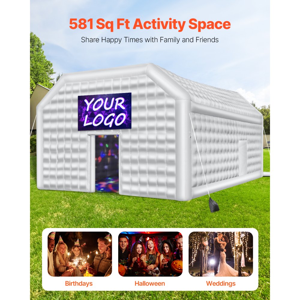 S-CQJLB-9x6-W - 29.5ft Inflatable Nightclub Tent for Weddings & Parties