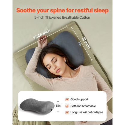 XP-7402-R - 17.4"x12" Inflatable Travel Pillow with Elastic Strap