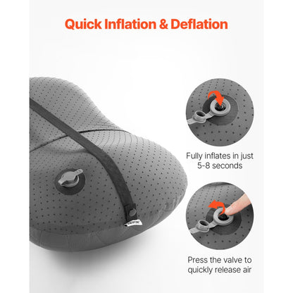 XP-7402-R - 17.4"x12" Inflatable Travel Pillow with Elastic Strap