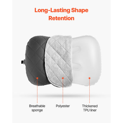 XP-7402-R - 17.4"x12" Inflatable Travel Pillow with Elastic Strap