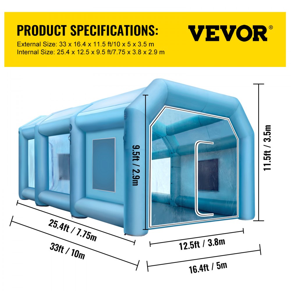 10X5X3.5m - Durable Inflatable Paint Booth with Filtration System