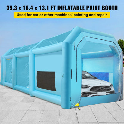 PQZP-9855 - Heavy-Duty 39.4ft Inflatable Paint Booth with Filtration & Blowers