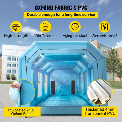 PQZP-9855 - Heavy-Duty 39.4ft Inflatable Paint Booth with Filtration & Blowers