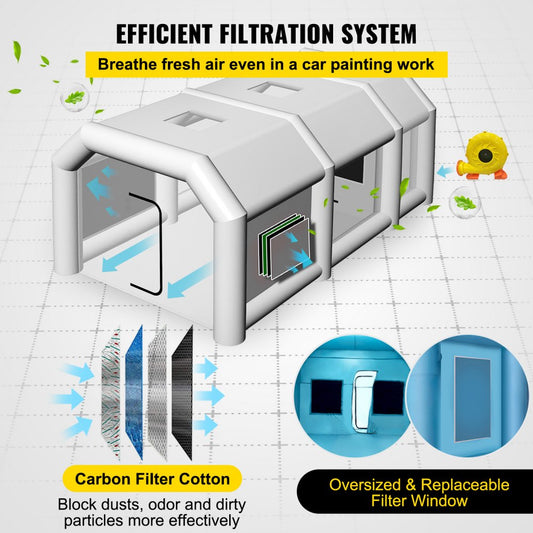 9X6X4M - Durable Inflatable Paint Booth with Filtration System
