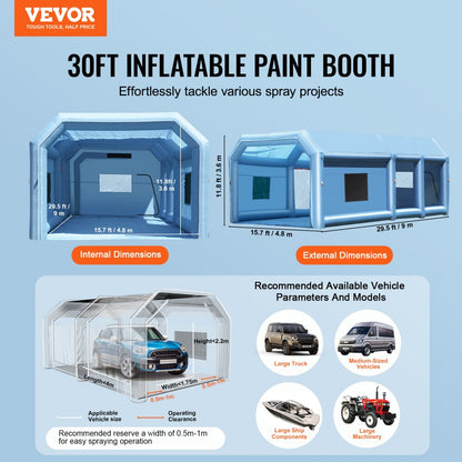 GZYJXKF09 - VEVOR 210D Inflatable Paint Booth with Filtration System