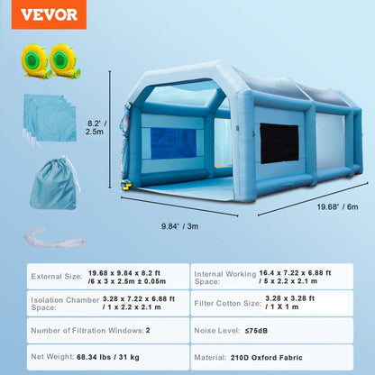 010936640044 - Portable Inflatable Paint Booth, 20x10x8ft for Quick Setup