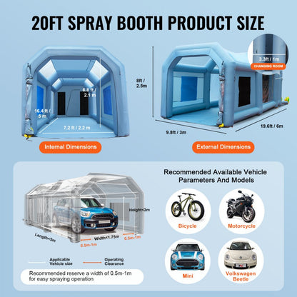 010936640044 - Portable Inflatable Paint Booth, 20x10x8ft for Quick Setup