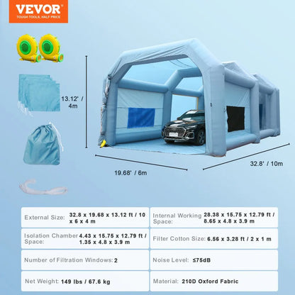 010353494742 - 28.38ft Inflatable Paint Booth with Air Filtration System