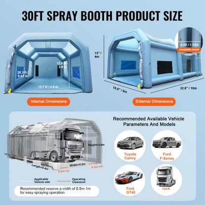 010353494742 - 28.38ft Inflatable Paint Booth with Air Filtration System