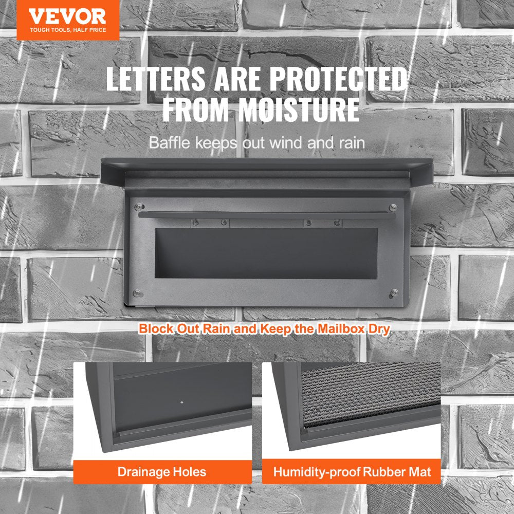 MA071 - Heavy-Duty Dark Gray Through-Wall Mailbox with Secure Drop Slot