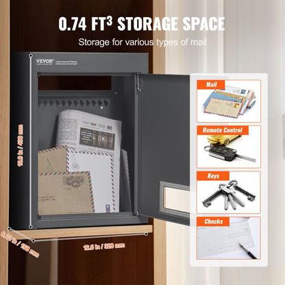 MA071 - Heavy-Duty Dark Gray Through-Wall Mailbox with Secure Drop Slot