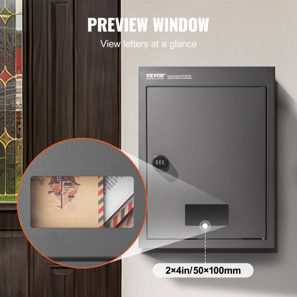 MA071 - Heavy-Duty Dark Gray Through-Wall Mailbox with Secure Drop Slot