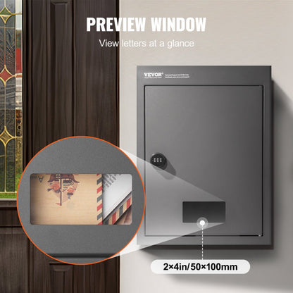 MA071 - Heavy-Duty Dark Gray Through-Wall Mailbox with Secure Drop Slot