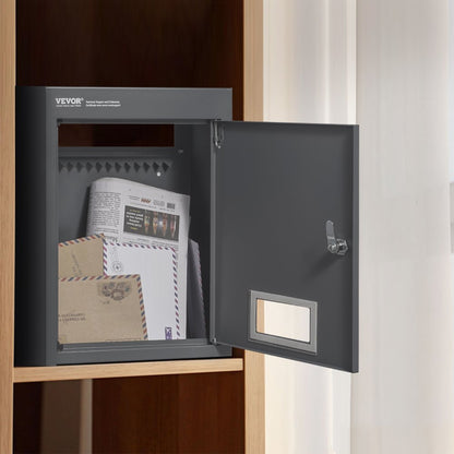 MA071 - Heavy-Duty Dark Gray Through-Wall Mailbox with Secure Drop Slot