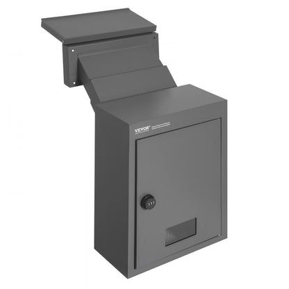 MA071 - Heavy-Duty Dark Gray Through-Wall Mailbox with Secure Drop Slot