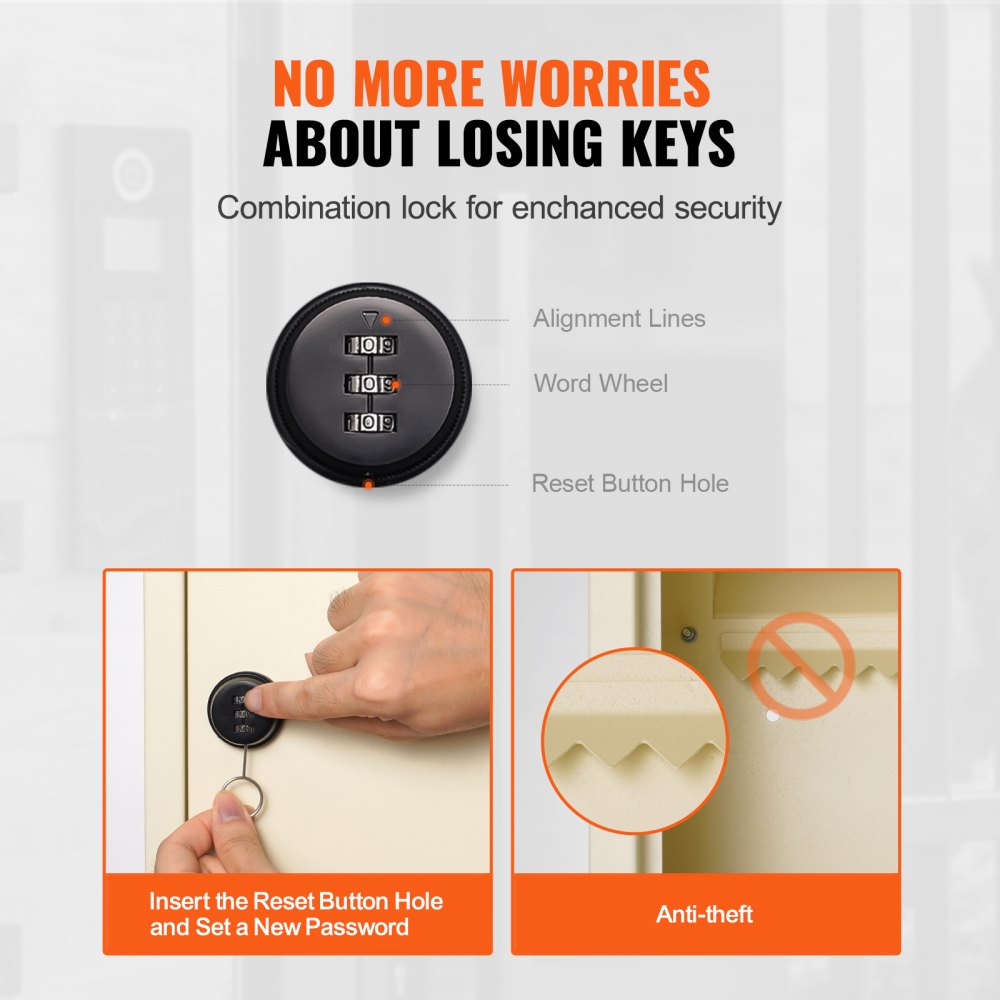 MA071 - Secure Beige Through-the-Wall Mailbox with Combination Lock and Steel Construction