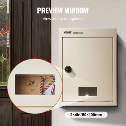 MA071 - Secure Beige Through-the-Wall Mailbox with Combination Lock and Steel Construction