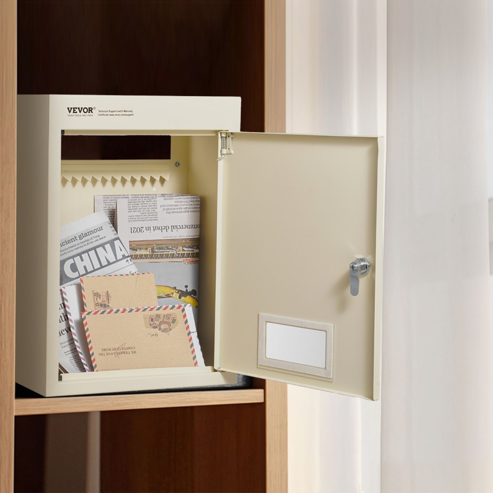 MA071 - Secure Beige Through-the-Wall Mailbox with Combination Lock and Steel Construction