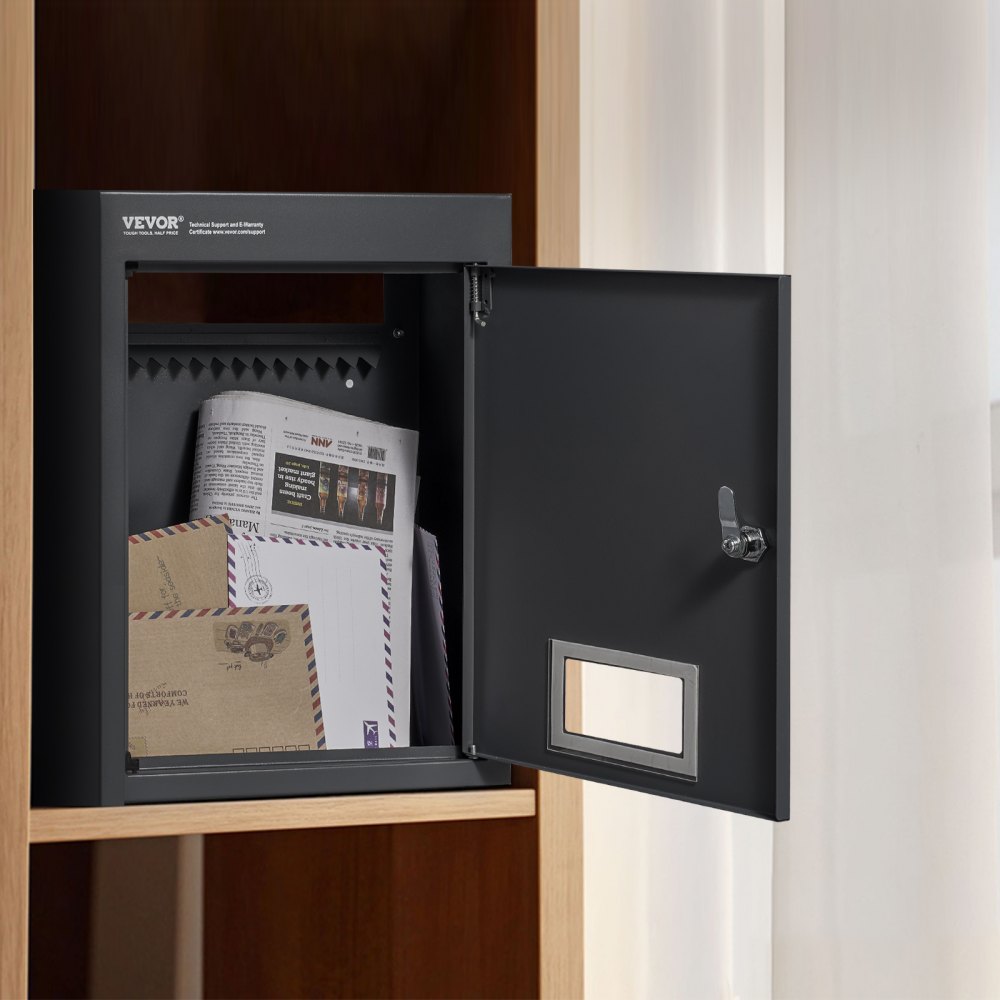MA071 black - Heavy-Duty Steel Mailbox with Combination Lock for Secure Mail Collection