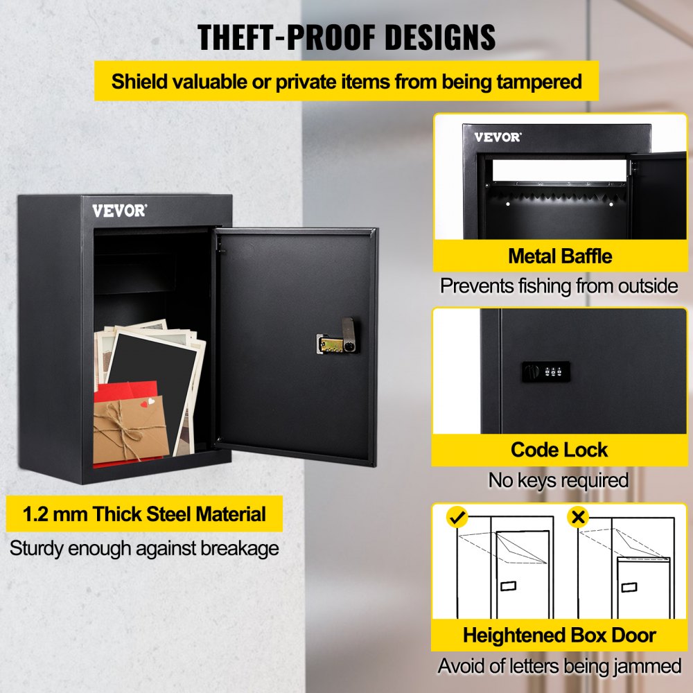 BGX-48 - Secure 1.2mm Steel Mail Drop Box with Adjustable Chute