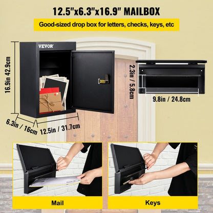 BGX-48 - Secure 1.2mm Steel Mail Drop Box with Adjustable Chute
