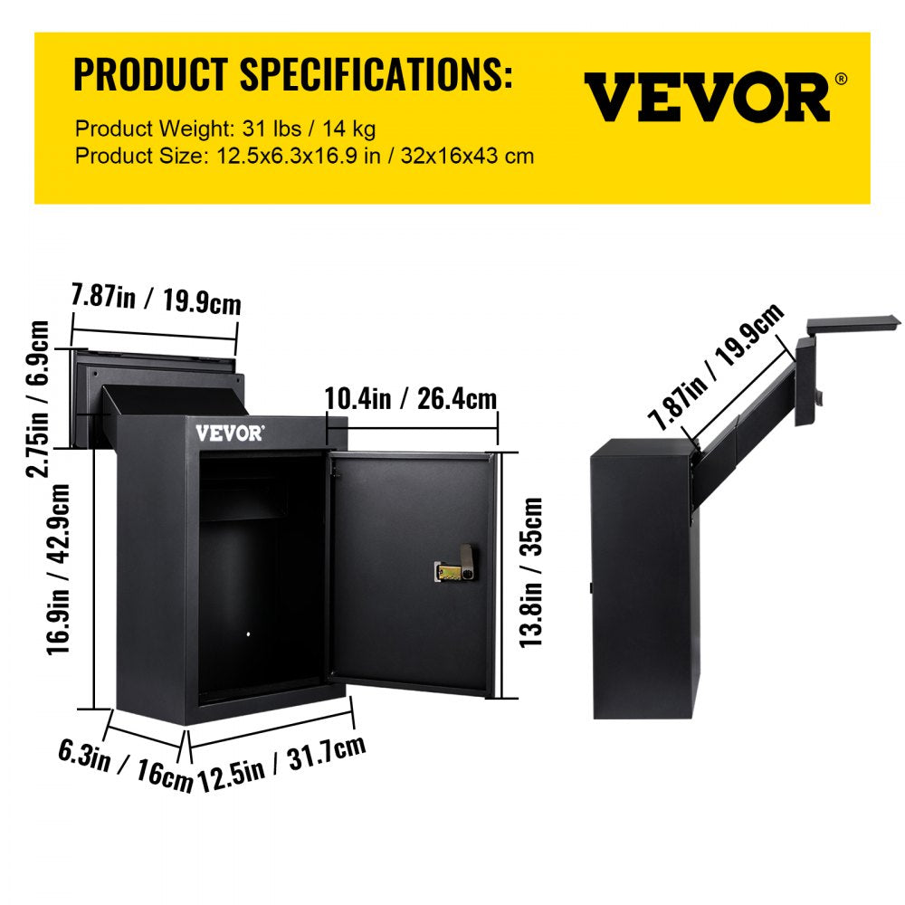 BGX-48 - Secure 1.2mm Steel Mail Drop Box with Adjustable Chute