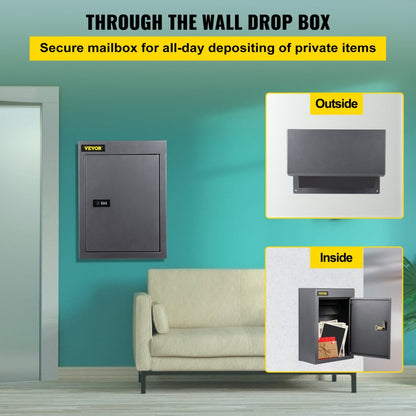BGX-47 - Secure Through The Wall Mail Drop Box with Adjustable Chute