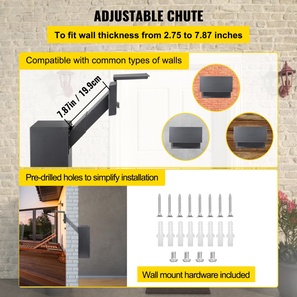BGX-47 - Secure Through The Wall Mail Drop Box with Adjustable Chute