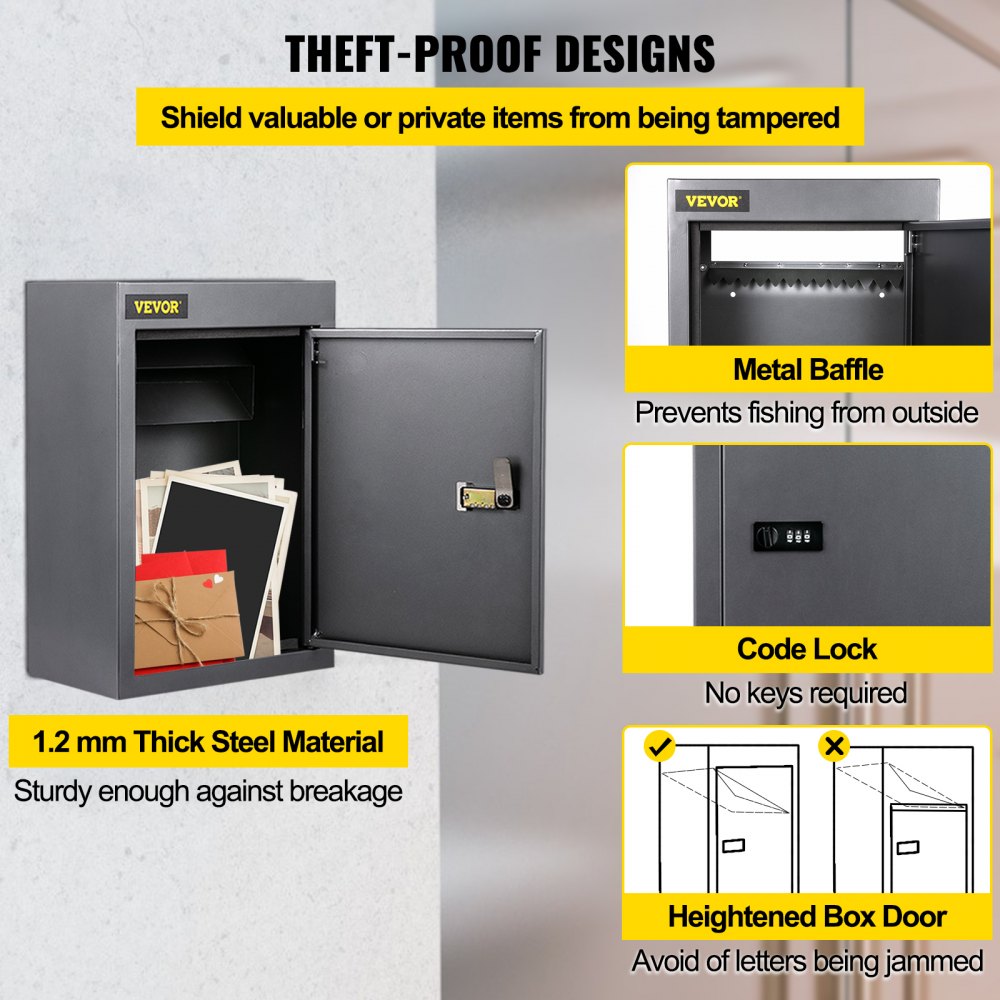 BGX-47 - Secure Through The Wall Mail Drop Box with Adjustable Chute