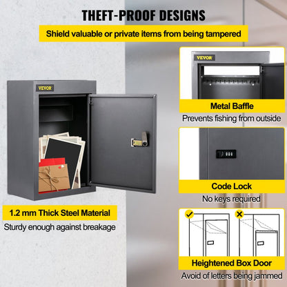 BGX-47 - Secure Through The Wall Mail Drop Box with Adjustable Chute