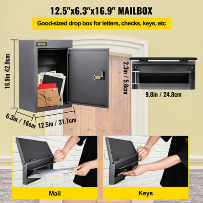 BGX-47 - Secure Through The Wall Mail Drop Box with Adjustable Chute