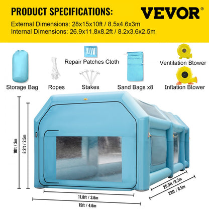 CQZP-4985 - 28x15ft Inflatable Spray Booth with Filtration System