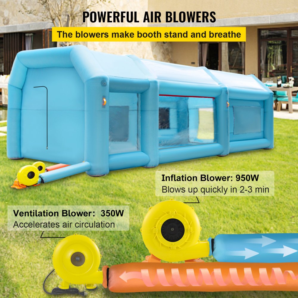 CQZP-4345 - 26x13x10ft Durable Inflatable Spray Booth with Filtration System