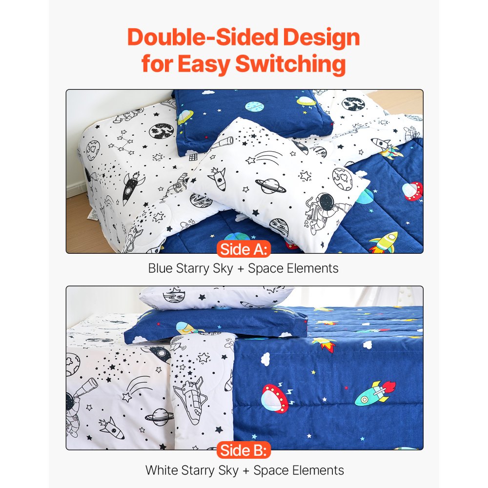 SYSH-KID501 - 5-Piece Twin Kids Comforter Set with Starry Sky Design