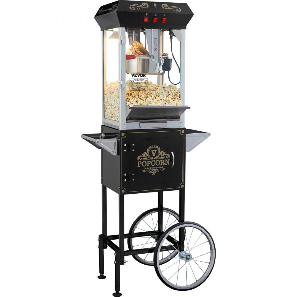 NP08001SEC - 8 oz Commercial Popcorn Popper with LED Lights and Cart