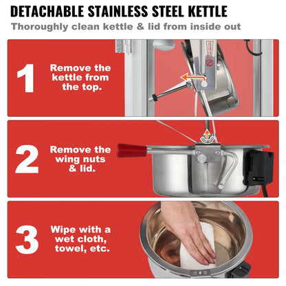 NP08001SEC - 48-Cup Cold-Rolled Steel Popcorn Maker with Cart